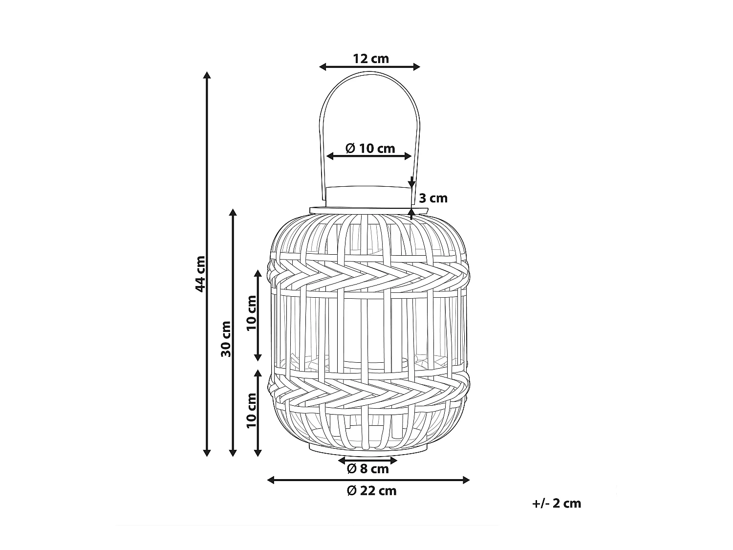 Linterna BORACAY Madera 30 cm Negro