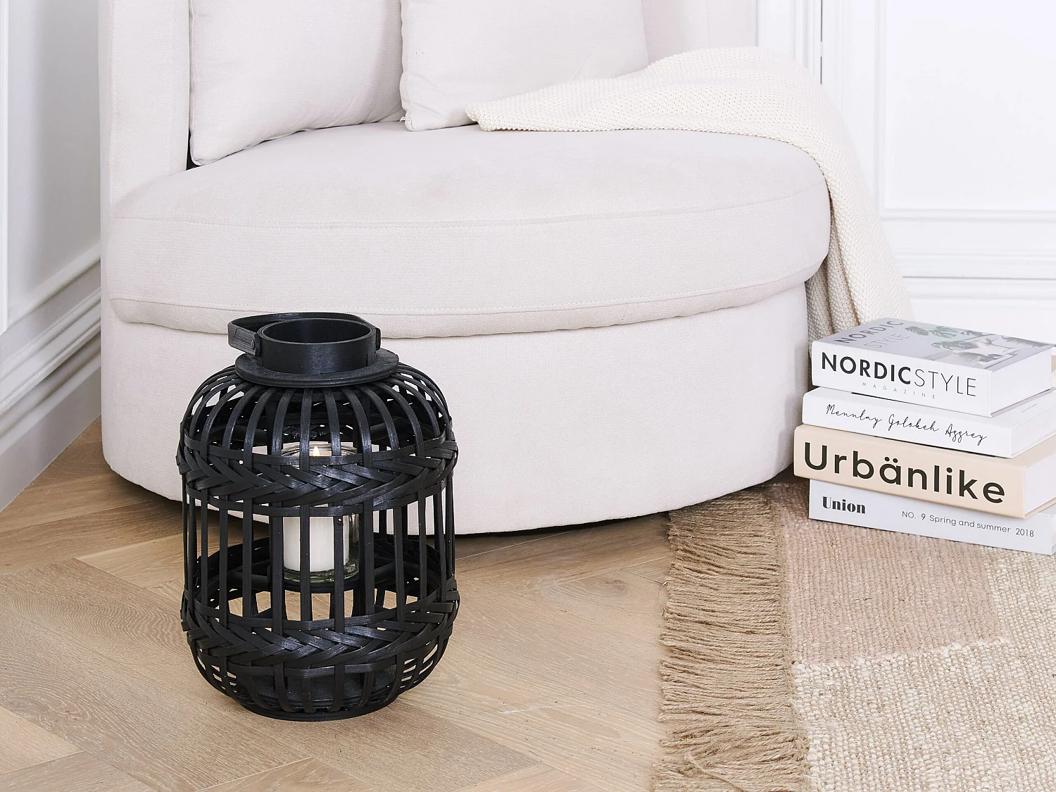 Lanterne BORACAY Bambou 30 cm Noir