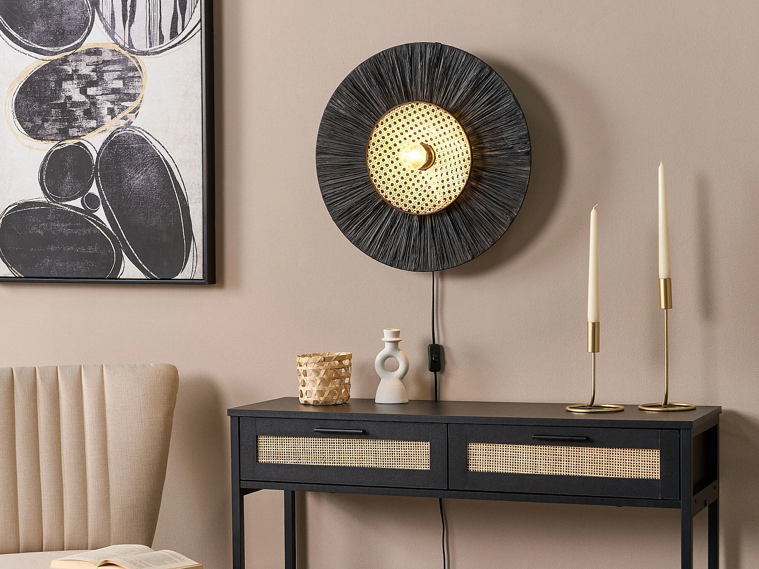 Wandlamp YAAPI Papier Zwart