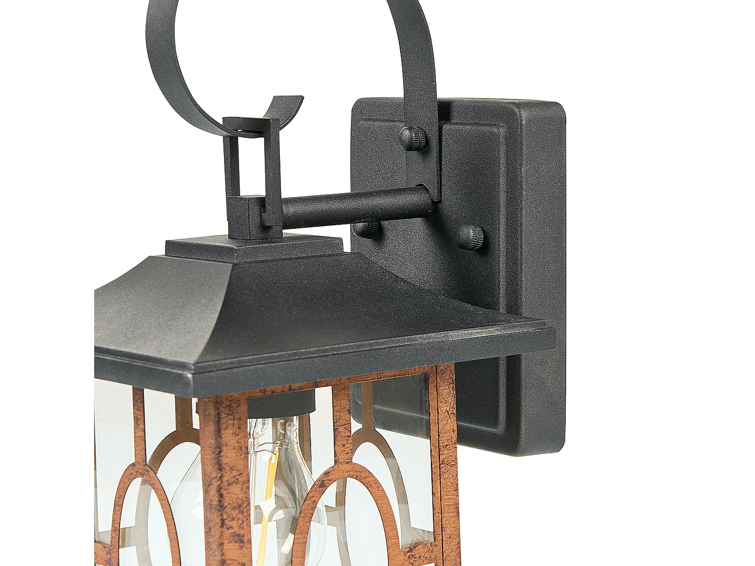 Außenwandleuchte Metall kupfer / schwarz 35 cm rechteckig Laternenform Shaggie