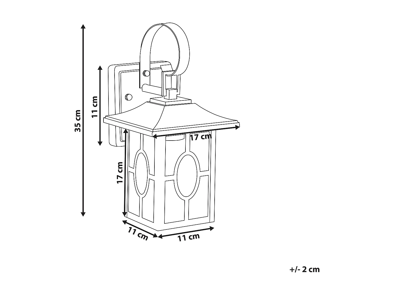 Außenwandleuchte Metall kupfer / schwarz 35 cm rechteckig Laternenform Shaggie