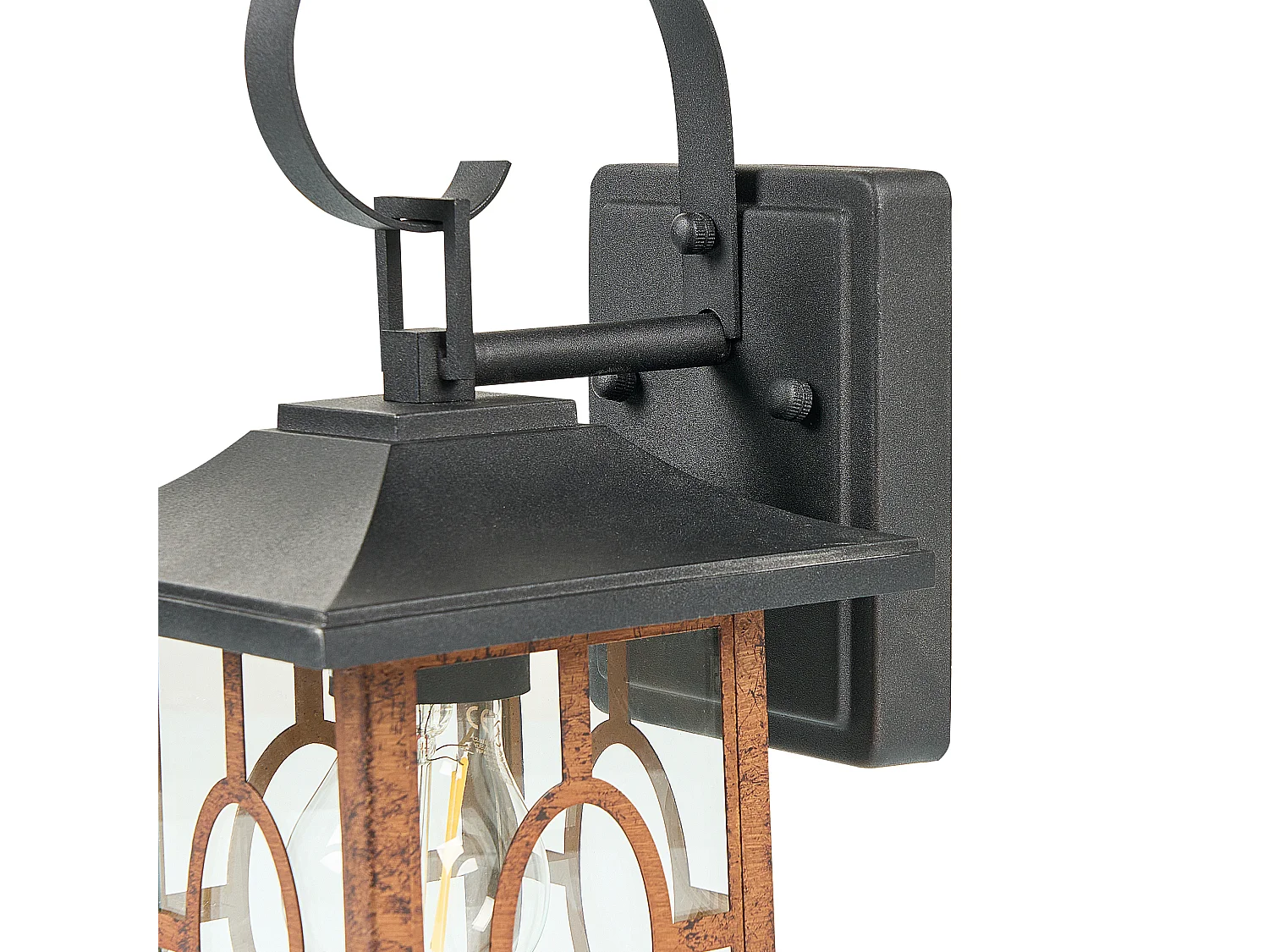 Außenwandleuchte Metall kupfer / schwarz 35 cm rechteckig Laternenform Shaggie