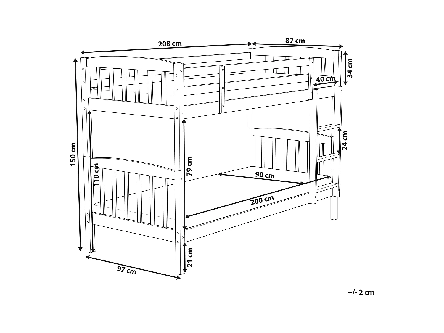 Hochbett mit 2 Bettkasten Lattenrost 90x200 cm Kiefernholz hellbraun Albon
