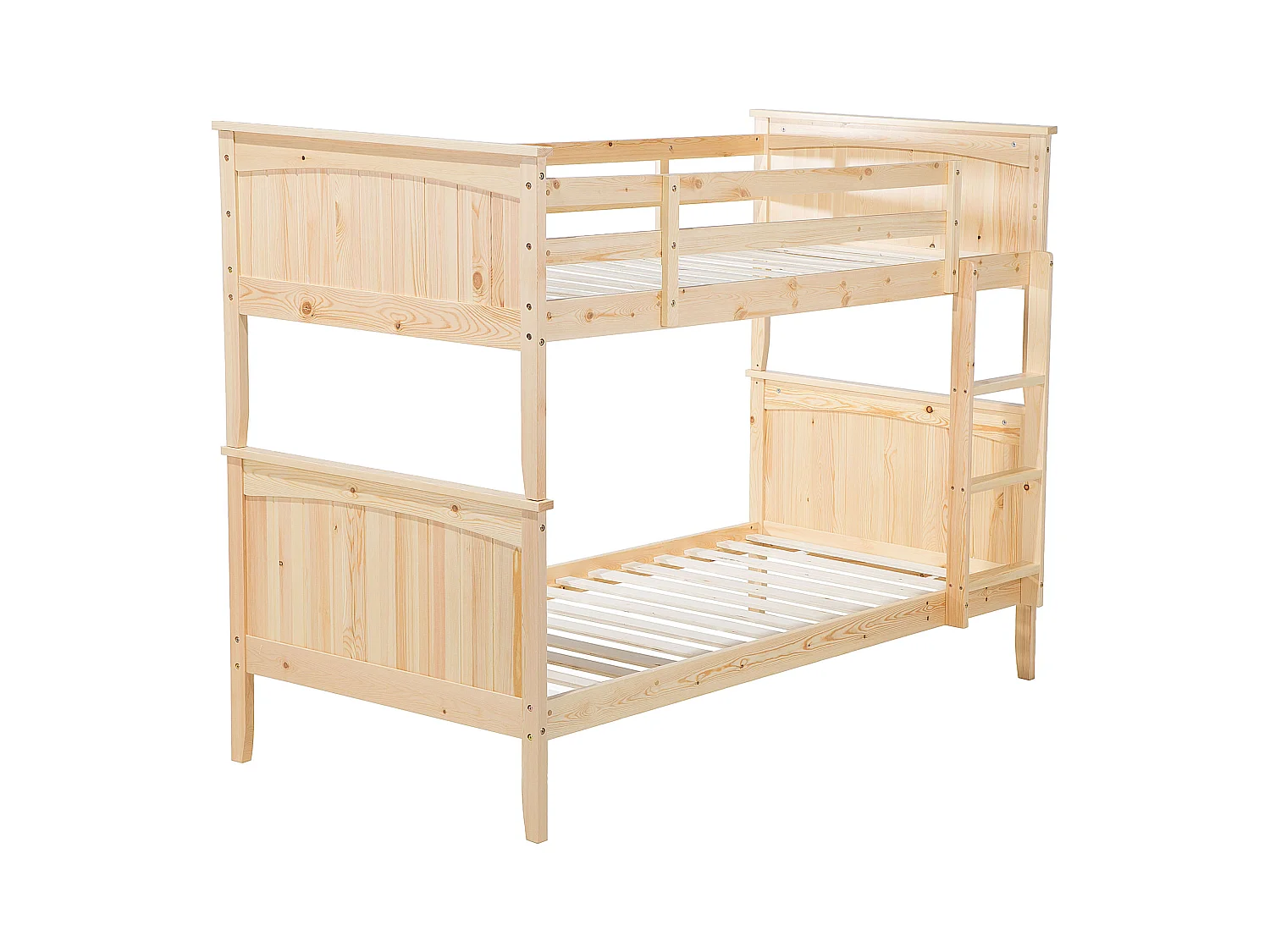 Hochbett mit 2 Bettkasten Lattenrost 90x200 cm Kiefernholz hellbraun Albon