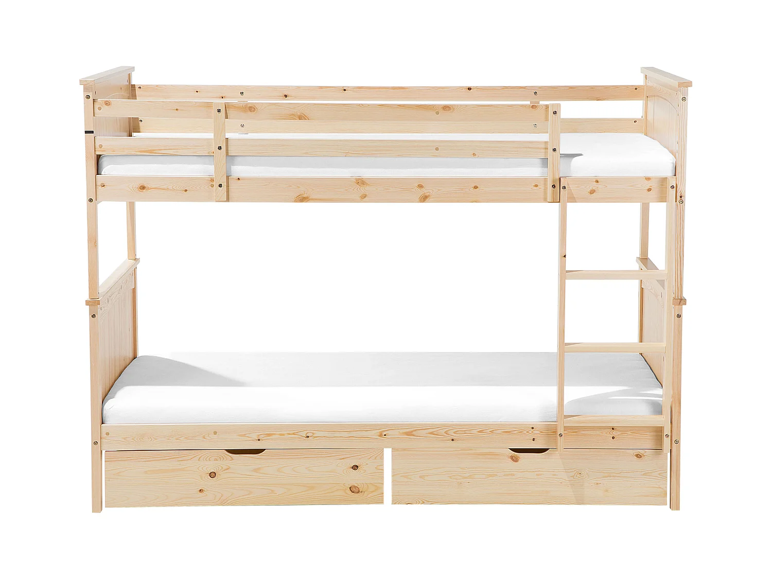 Hochbett mit 2 Bettkasten Lattenrost 90x200 cm Kiefernholz hellbraun Albon
