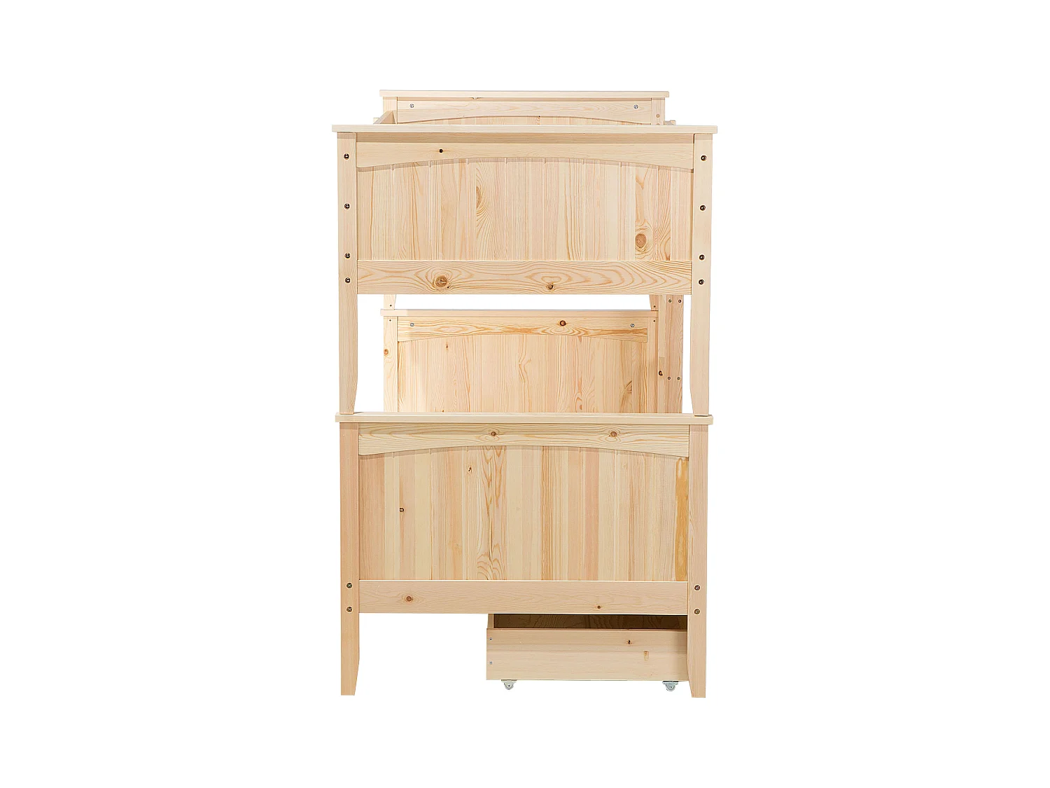 Hochbett mit 2 Bettkasten Lattenrost 90x200 cm Kiefernholz hellbraun Albon