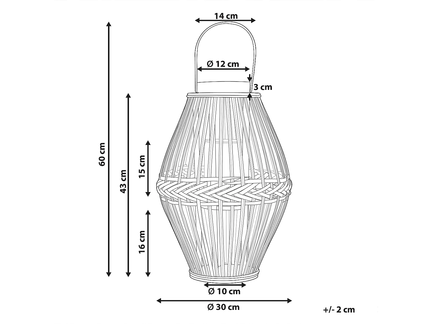 Laterne Bambus dunkler Holzfarbton 43 cm mit Tragegriff modern rustikal Panat