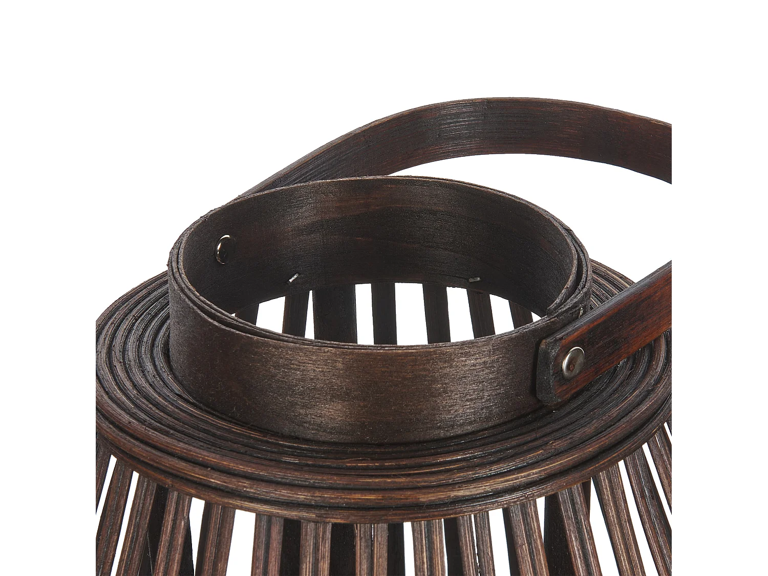 Laterne Bambus dunkler Holzfarbton 43 cm mit Tragegriff modern rustikal Panat