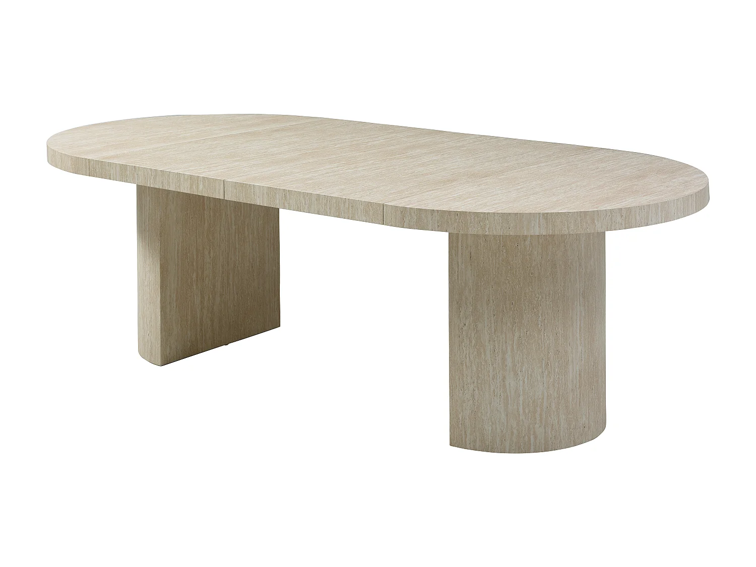 Esstisch ausziehbar - 4 bis 12 Personen - MDF - Travertin-Optik Beige - SIDRINA