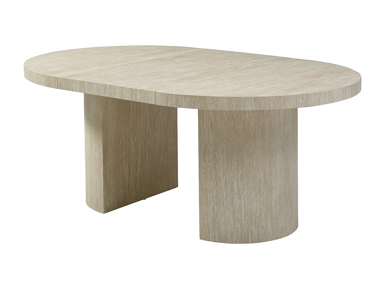 Esstisch ausziehbar - 4 bis 12 Personen - MDF - Travertin-Optik Beige - SIDRINA