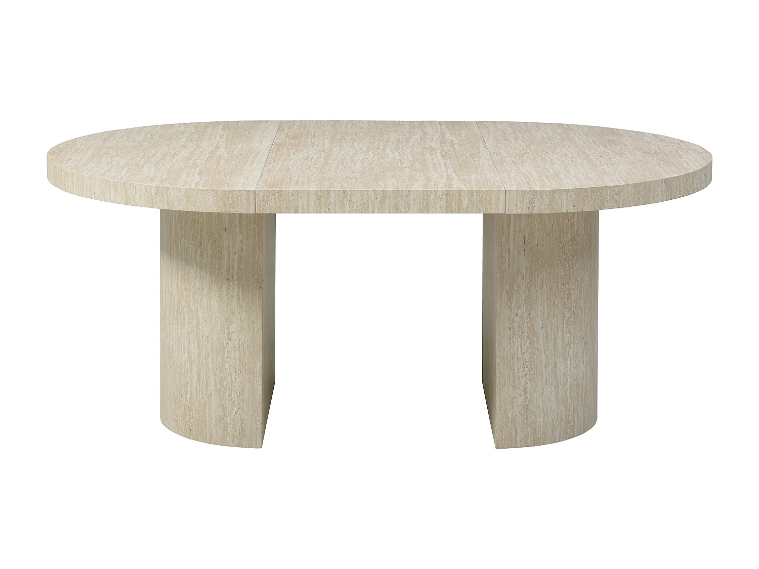 Esstisch ausziehbar - 4 bis 12 Personen - MDF - Travertin-Optik Beige - SIDRINA