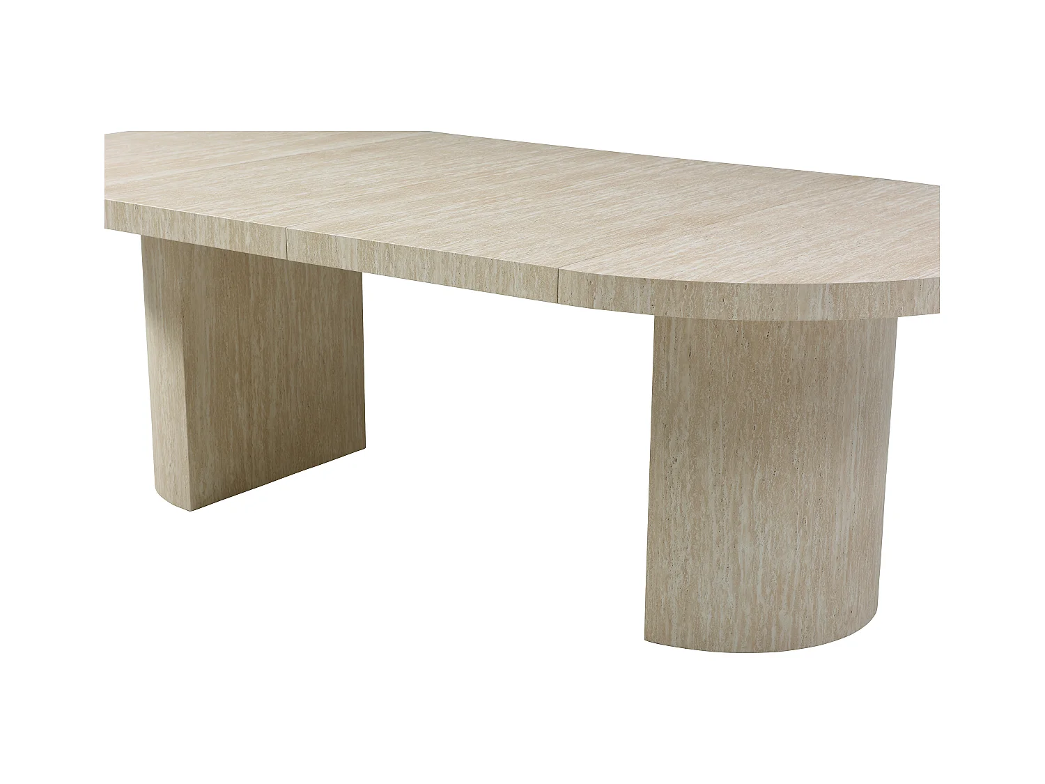 Esstisch ausziehbar - 4 bis 12 Personen - MDF - Travertin-Optik Beige - SIDRINA