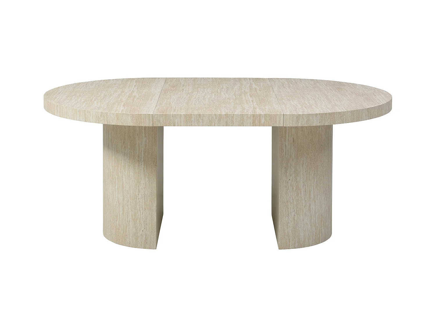 Esstisch ausziehbar - 4 bis 12 Personen - MDF - Travertin-Optik Beige - SIDRINA