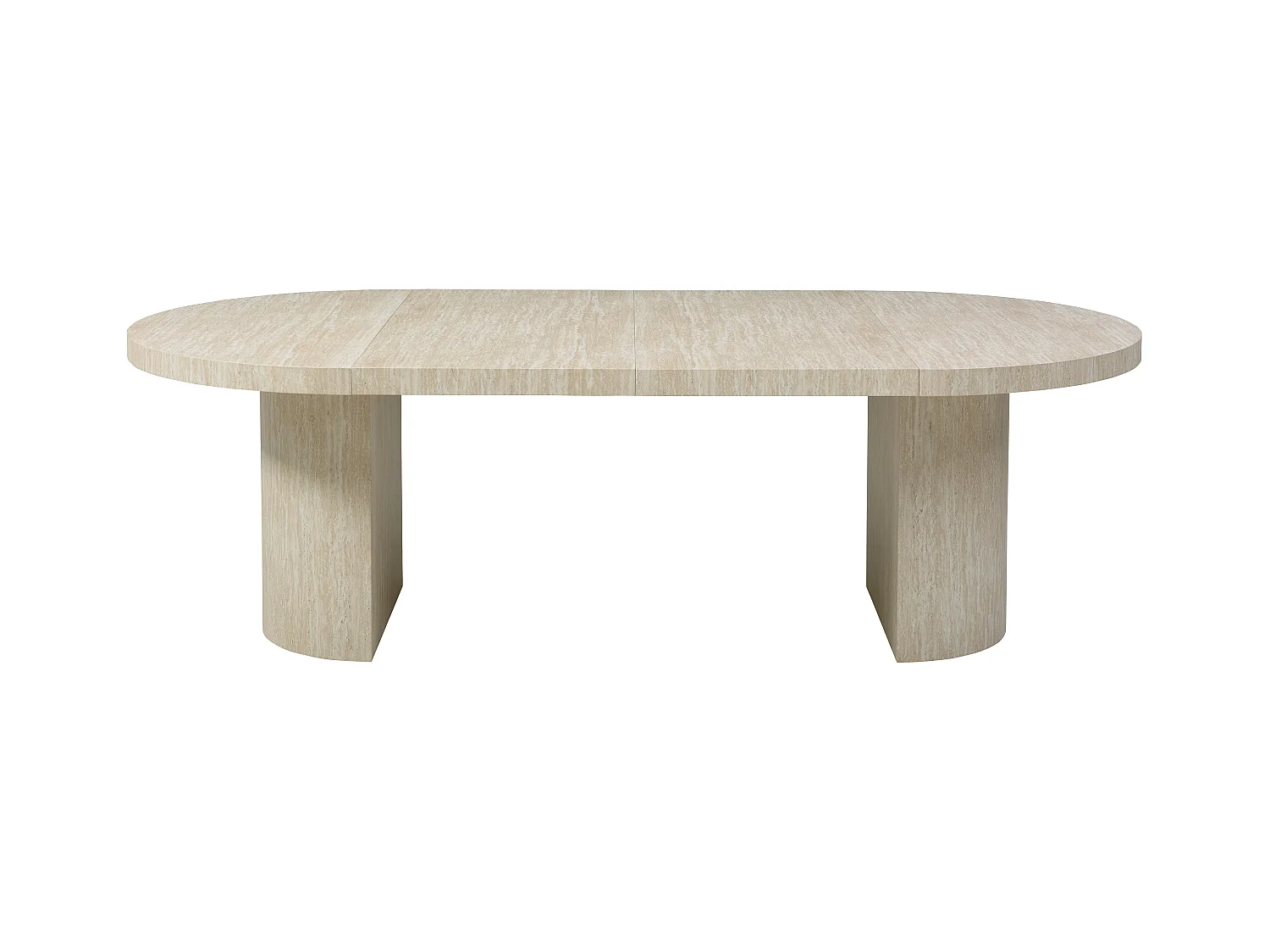 Esstisch ausziehbar - 4 bis 12 Personen - MDF - Travertin-Optik Beige - SIDRINA