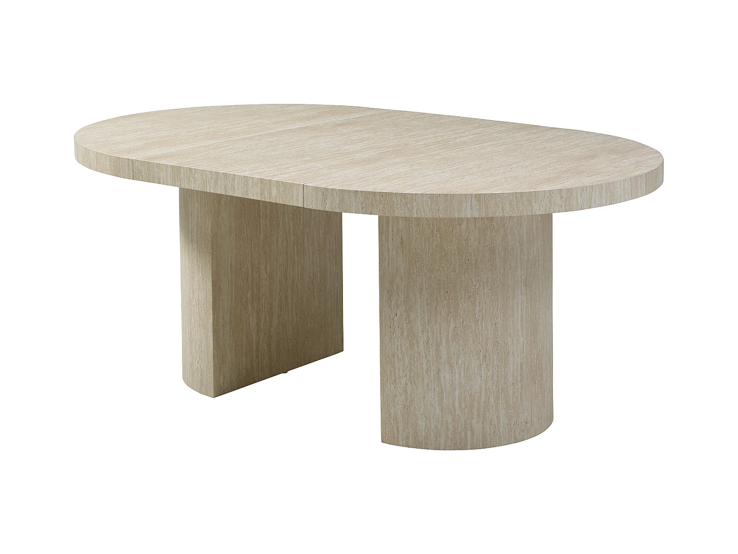 Esstisch ausziehbar - 4 bis 12 Personen - MDF - Travertin-Optik Beige - SIDRINA
