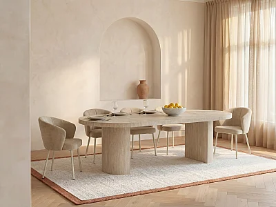Table à manger extensible 4 à 12 personnes en MDF - Effet travertin beige - SIDRINA