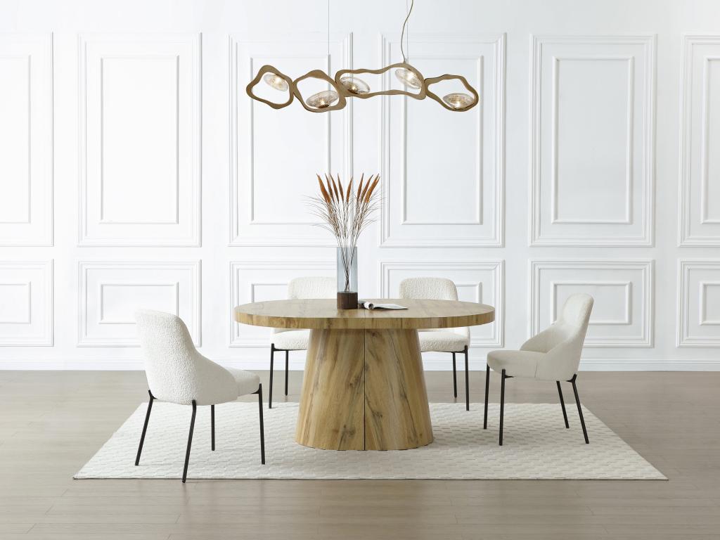 Table à manger extensible 6 à +12 personnes en MDF - Naturel Clair - CLOEVA