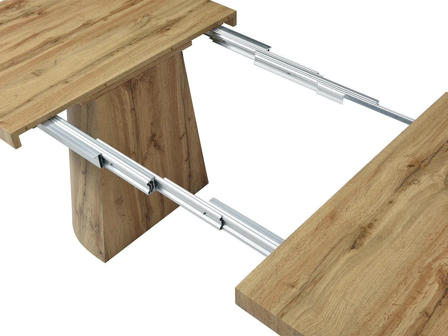 Table à manger extensible 6 à +12 personnes en MDF - Naturel Clair - CLOEVA