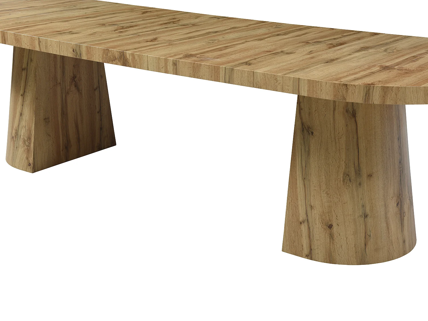 Table à manger extensible 6 à +12 personnes en MDF - Naturel Clair - CLOEVA