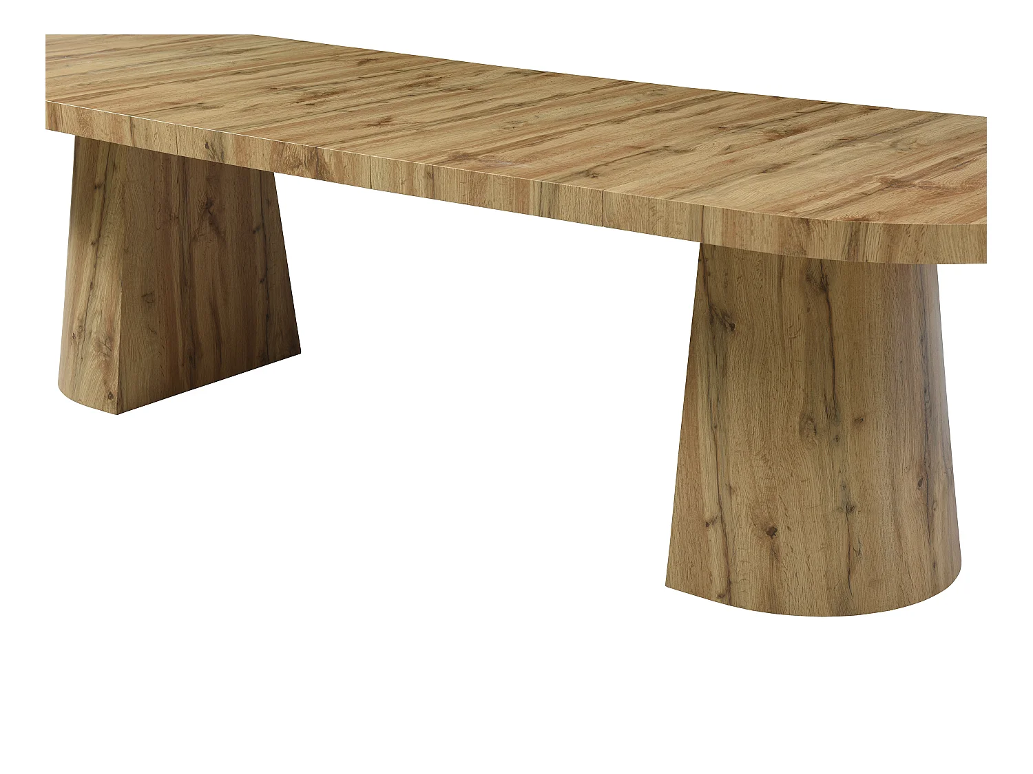 Table à manger extensible 6 à +12 personnes en MDF - Naturel Clair - CLOEVA