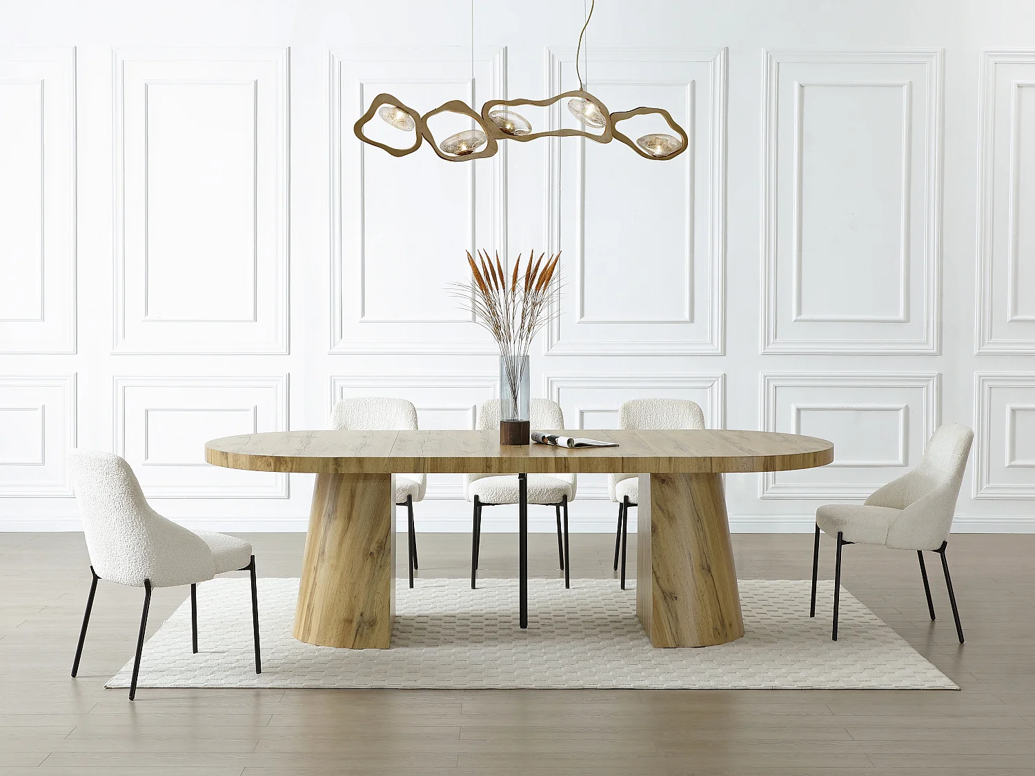 Esstisch ausziehbar - 6 bis +12 Personen - MDF - Holzfarben hell - CLOEVA