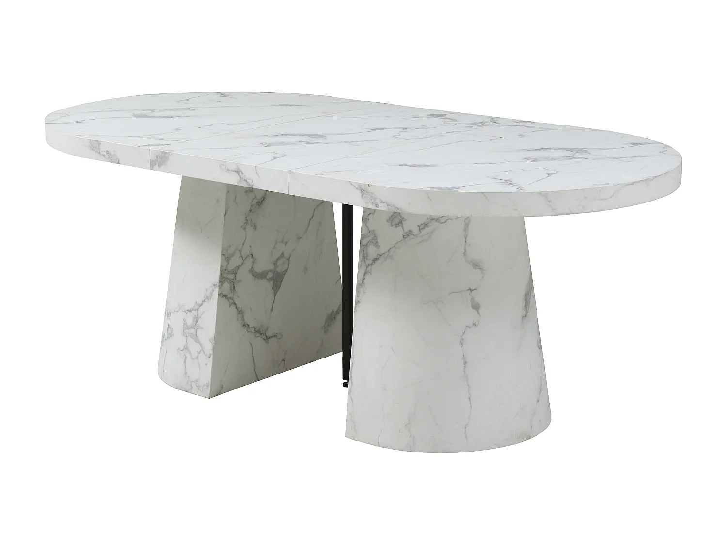 Mesa de jantar extensível 6 a 12 lugares em MDF efeito mármore branco - CLOEVA