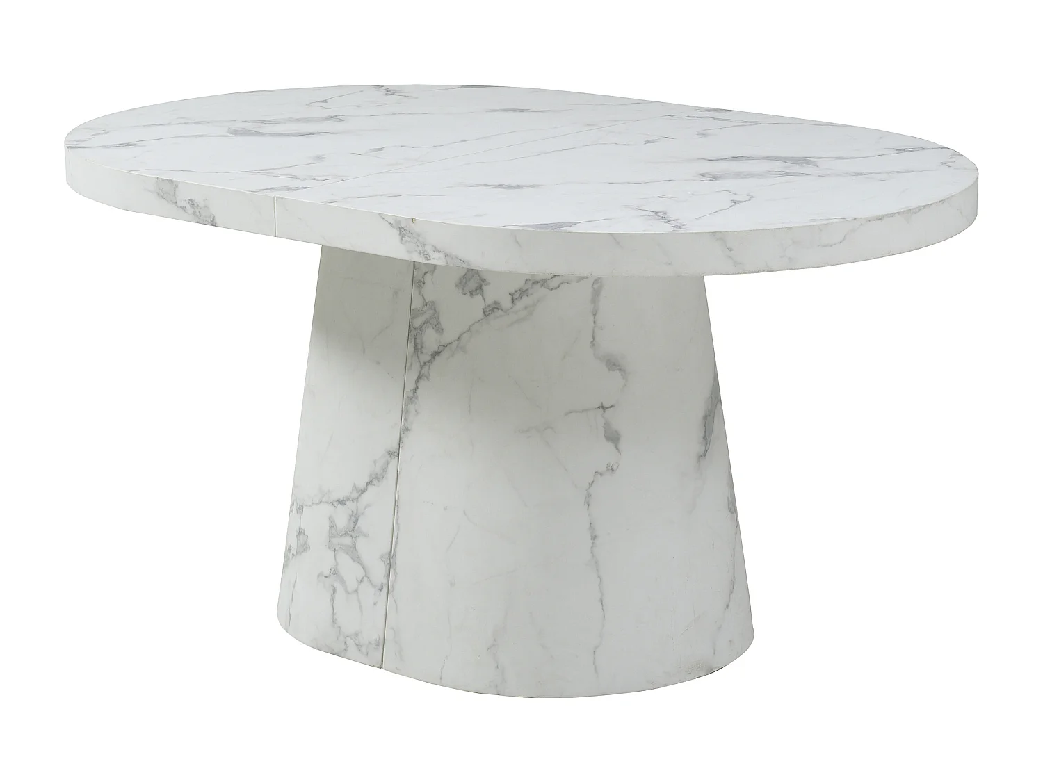 Mesa de jantar extensível 6 a 12 lugares em MDF efeito mármore branco - CLOEVA