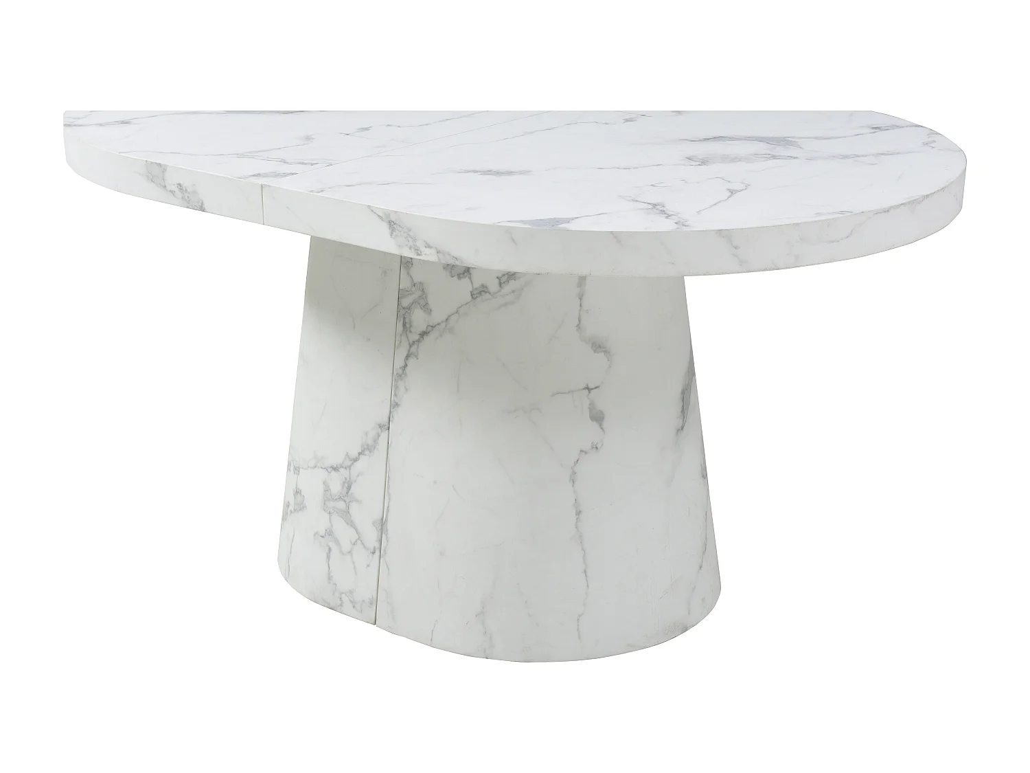 Mesa de jantar extensível 6 a 12 lugares em MDF efeito mármore branco - CLOEVA