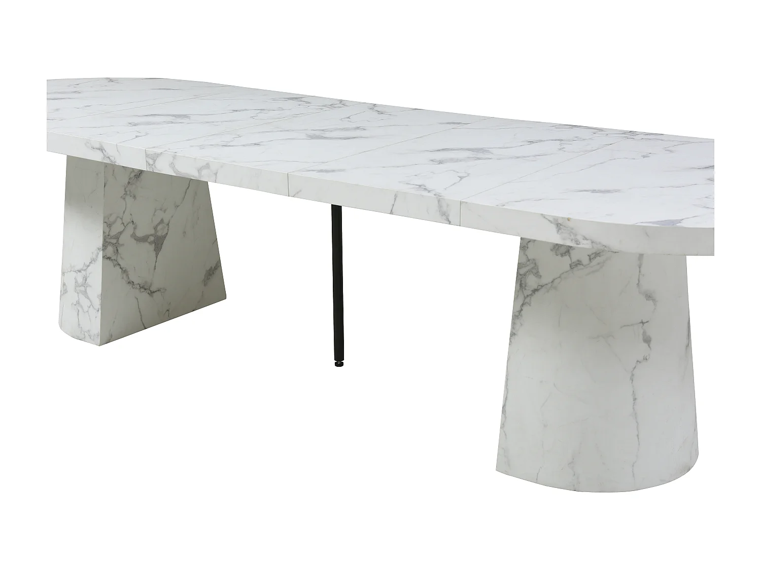 Mesa de jantar extensível 6 a 12 lugares em MDF efeito mármore branco - CLOEVA