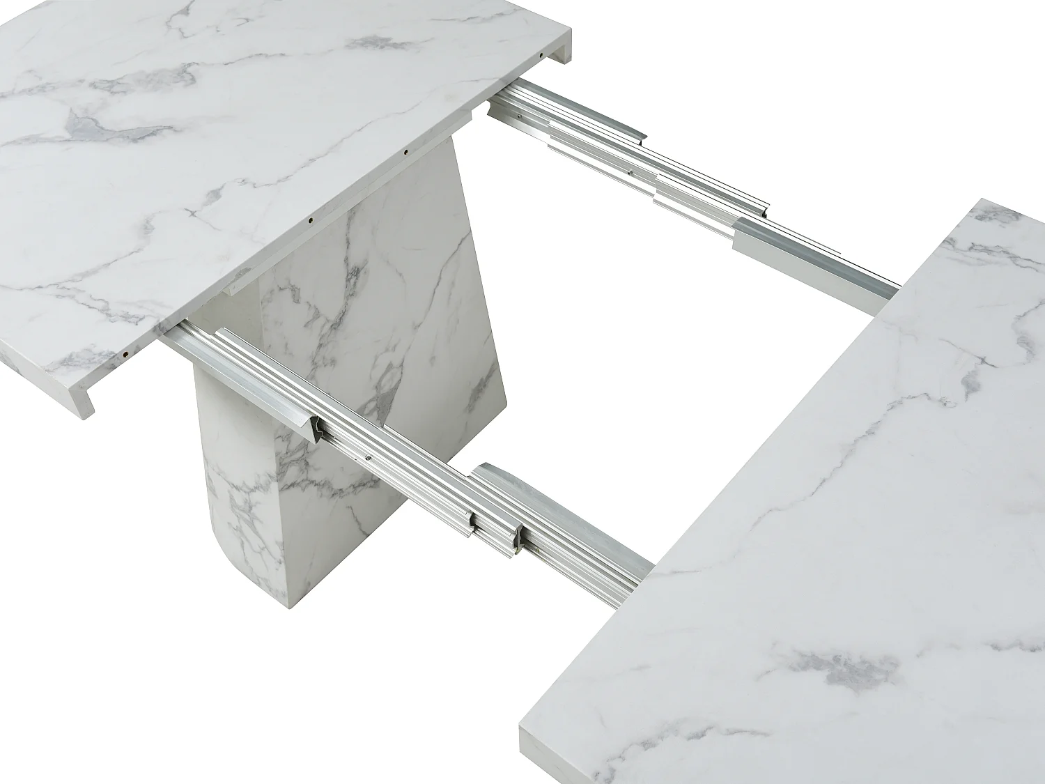 Mesa de jantar extensível 6 a 12 lugares em MDF efeito mármore branco - CLOEVA