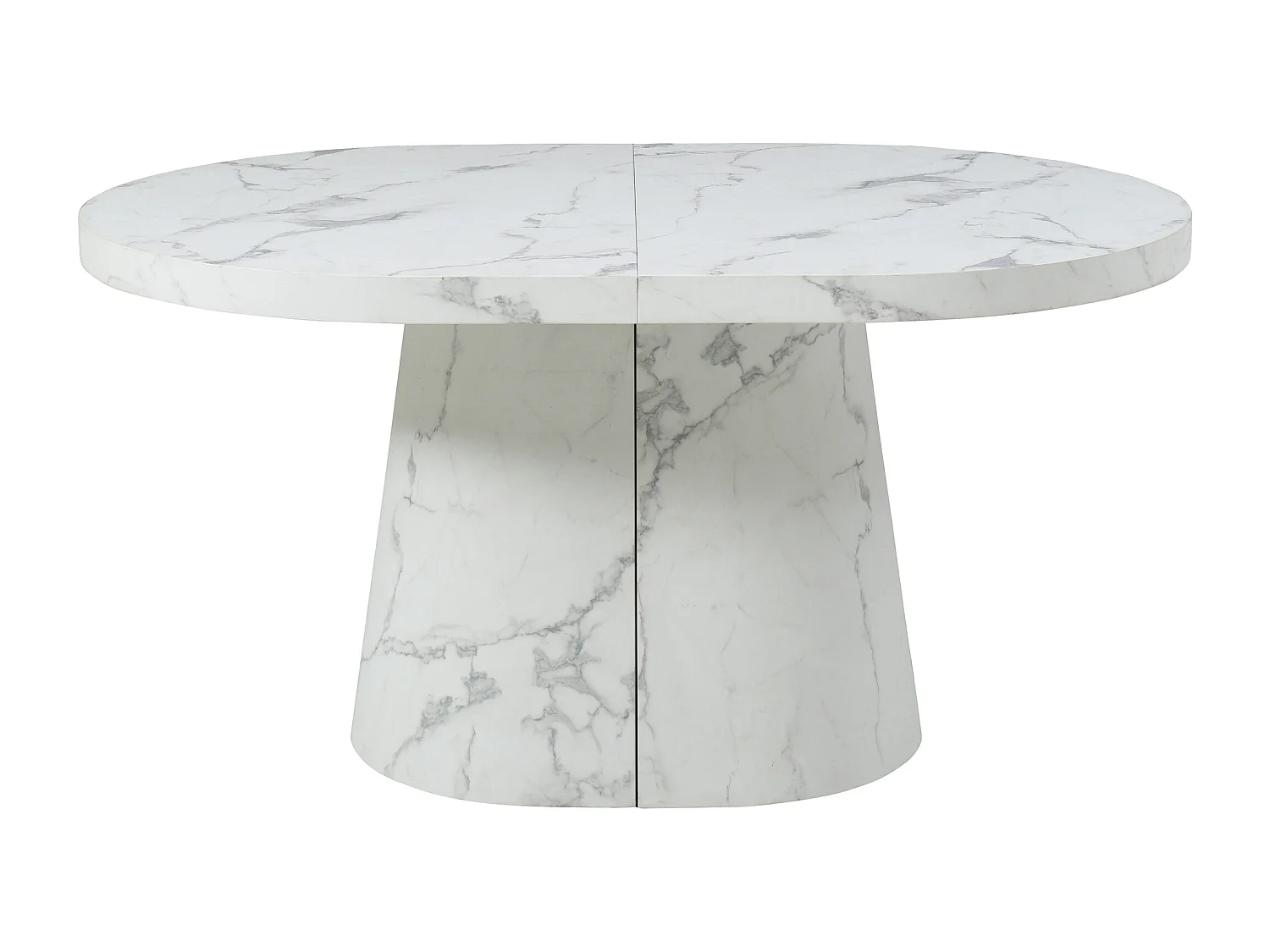 Mesa de jantar extensível 6 a 12 lugares em MDF efeito mármore branco - CLOEVA