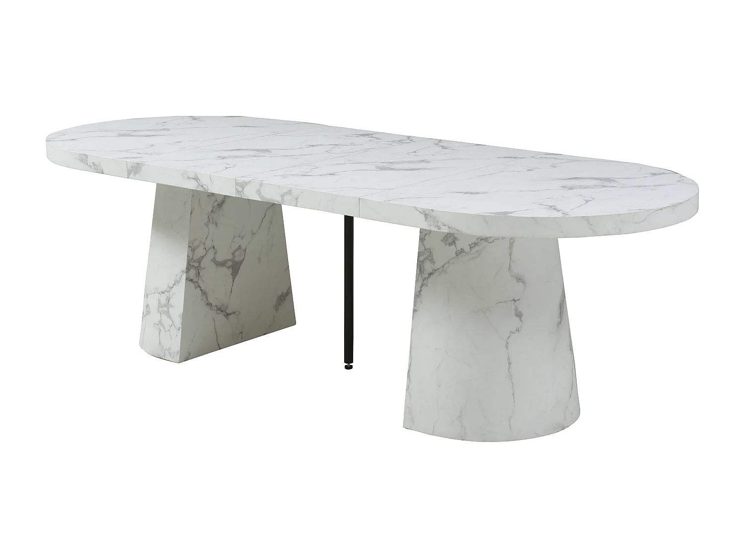 Mesa de jantar extensível 6 a 12 lugares em MDF efeito mármore branco - CLOEVA