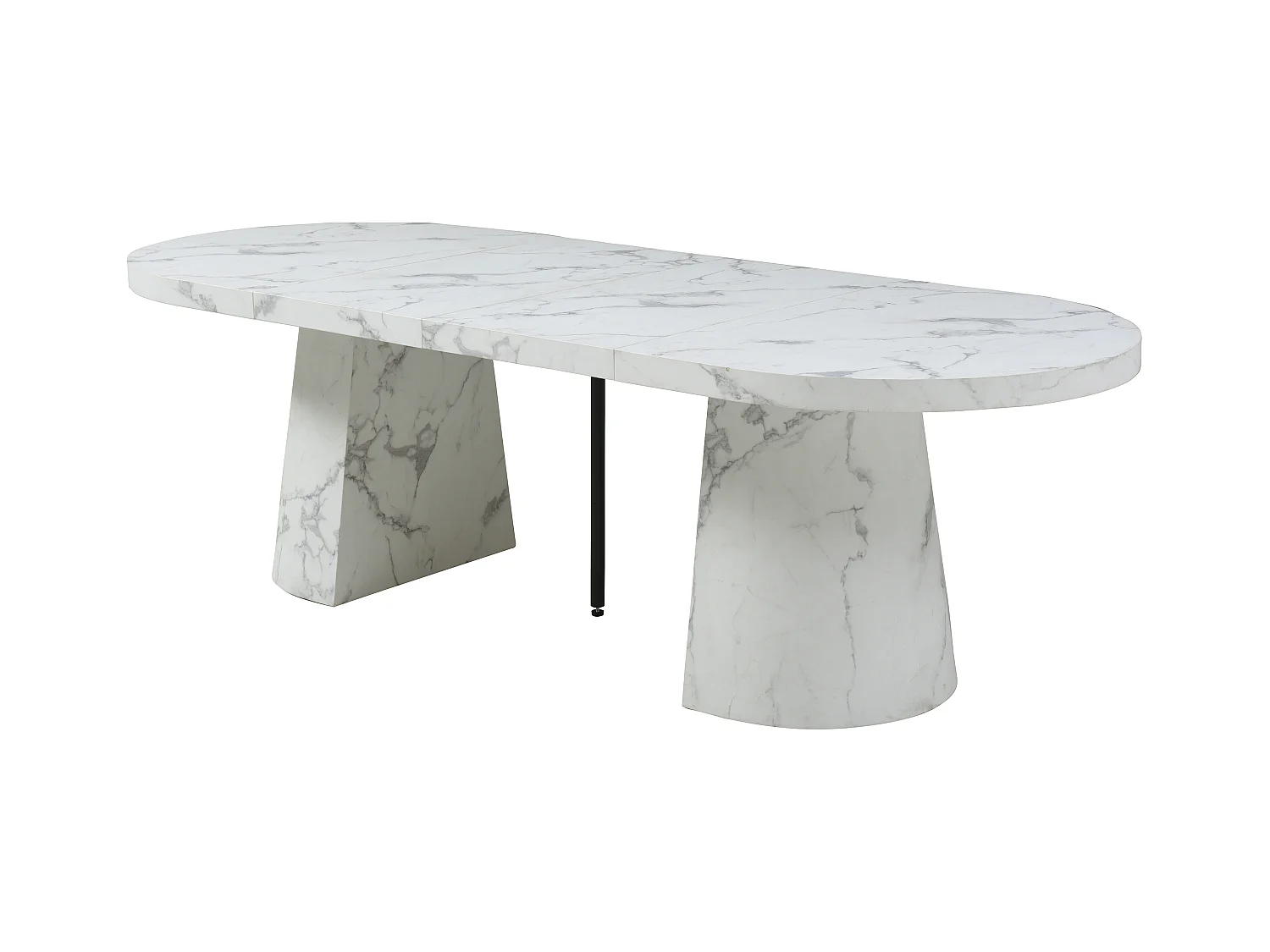 Verlengbare eettafel 6 tot +12 plaatsen van mdf - Wit marmereffect - CLOEVA