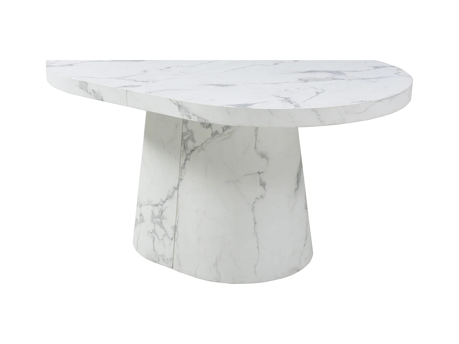 Verlengbare eettafel 6 tot +12 plaatsen van mdf - Wit marmereffect - CLOEVA