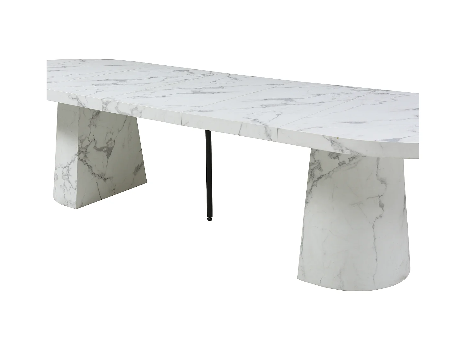 Verlengbare eettafel 6 tot +12 plaatsen van mdf - Wit marmereffect - CLOEVA