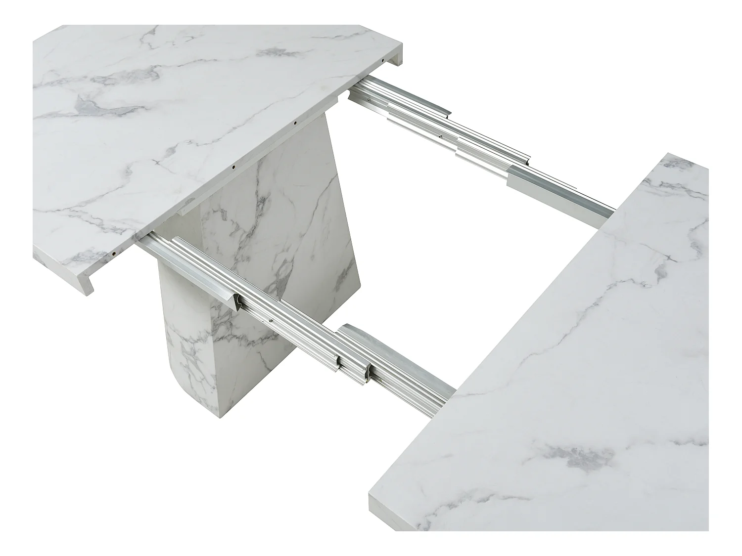 Verlengbare eettafel 6 tot +12 plaatsen van mdf - Wit marmereffect - CLOEVA