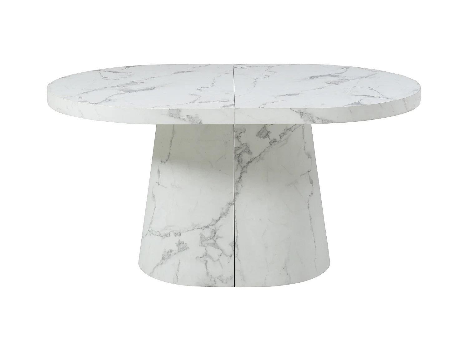 Verlengbare eettafel 6 tot +12 plaatsen van mdf - Wit marmereffect - CLOEVA