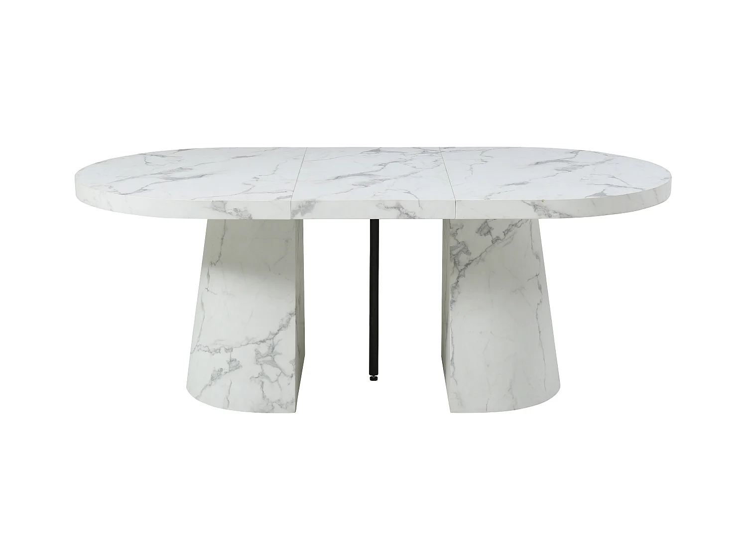 Verlengbare eettafel 6 tot +12 plaatsen van mdf - Wit marmereffect - CLOEVA
