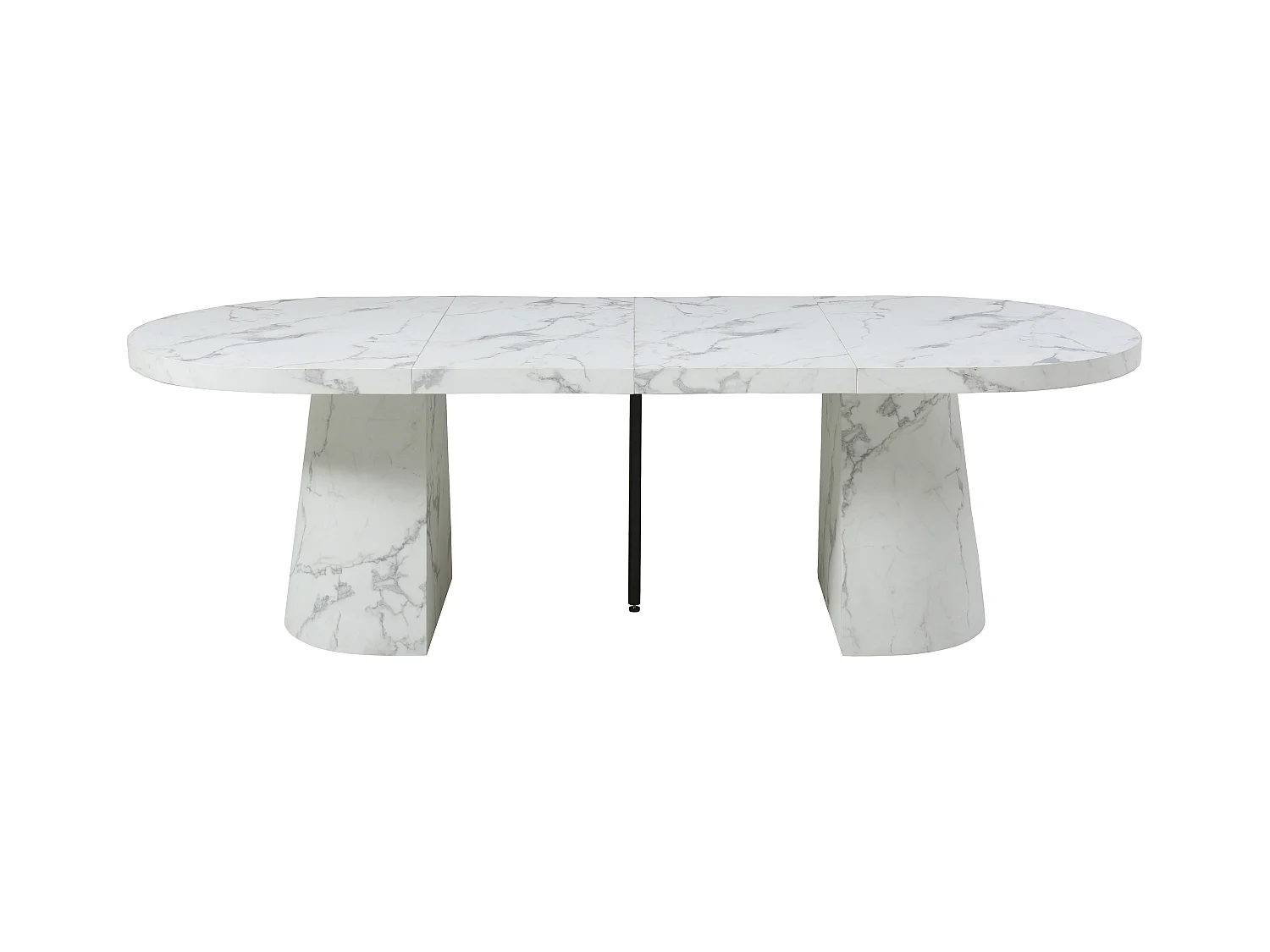 Verlengbare eettafel 6 tot +12 plaatsen van mdf - Wit marmereffect - CLOEVA