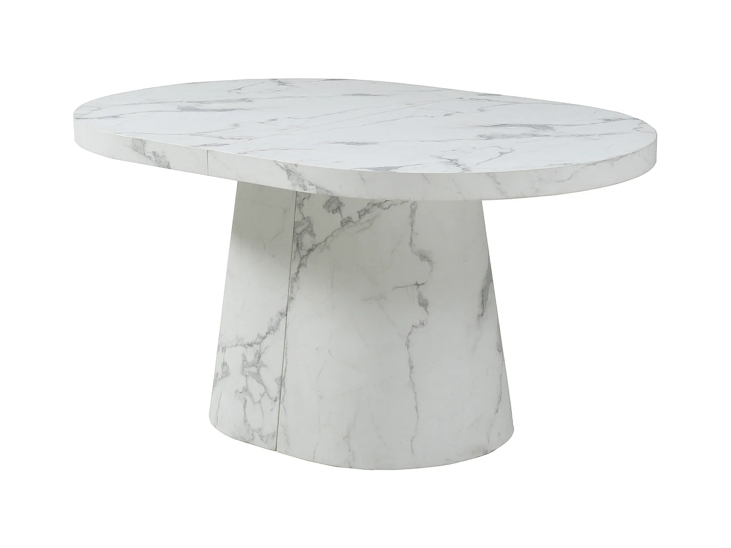 Verlengbare eettafel 6 tot +12 plaatsen van mdf - Wit marmereffect - CLOEVA