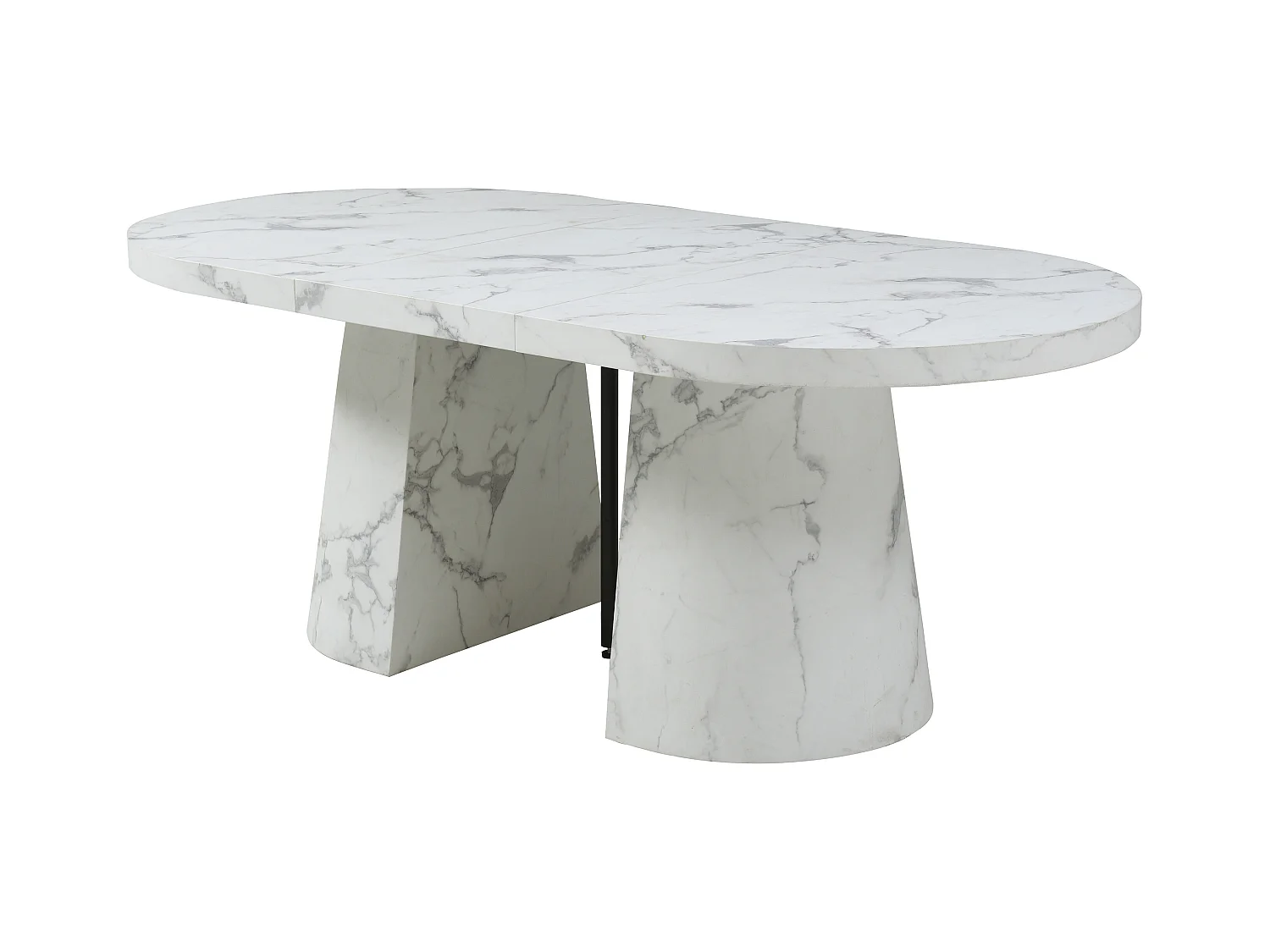 Verlengbare eettafel 6 tot +12 plaatsen van mdf - Wit marmereffect - CLOEVA