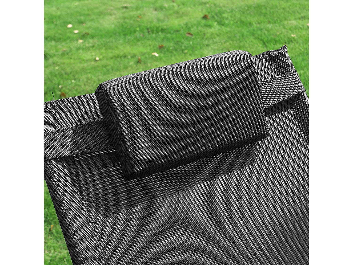 SoBuy Chaise Longue Transat de Jardin Bascule avec Appui-Tête Réglable, Pochette de Rangement et Repose-Pieds, Noir, OGS28-SCH