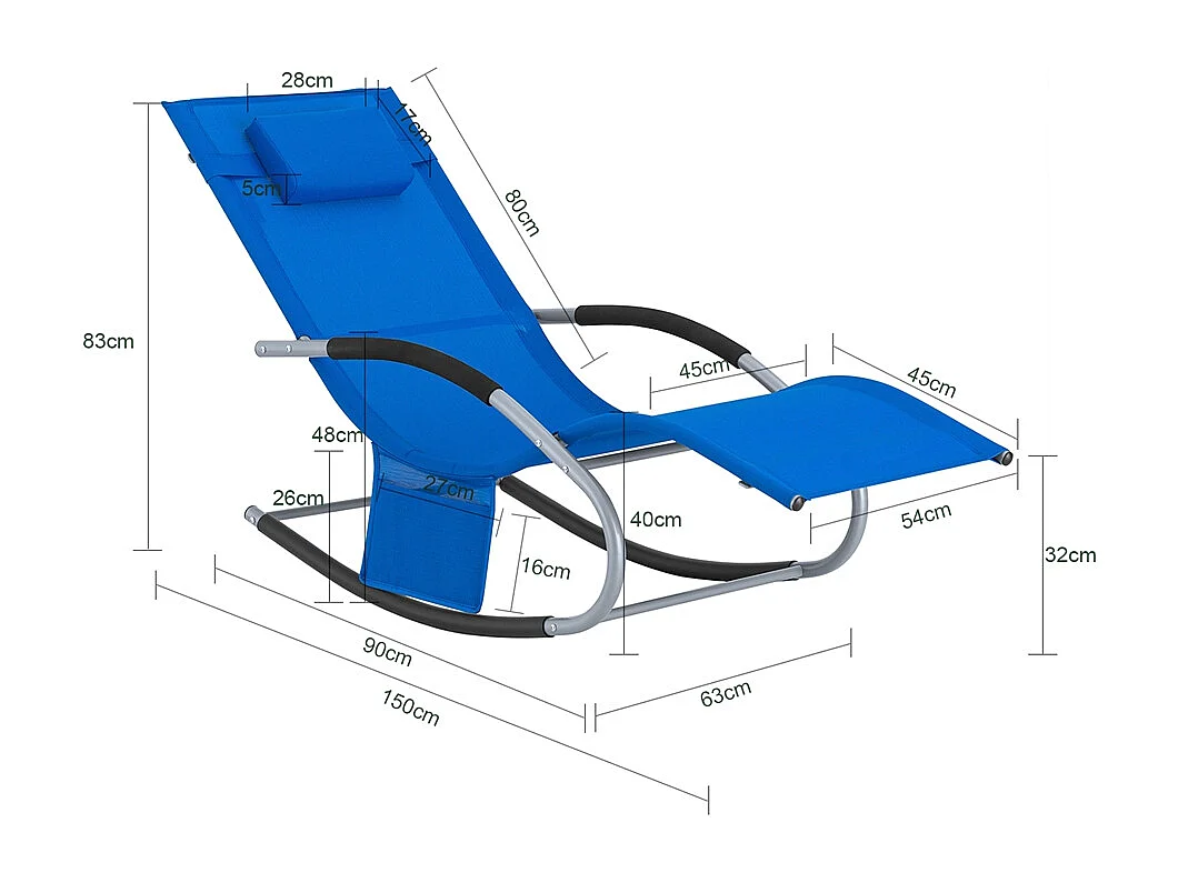 Sonnenliege OGS28-KB 150 x 83 x 63 cm