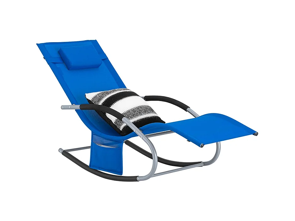 SoBuy OGS28-KB Chaise Longue Transat de Jardin Bascule avec Appui-tête Réglable et Pochette latérale | Prévente