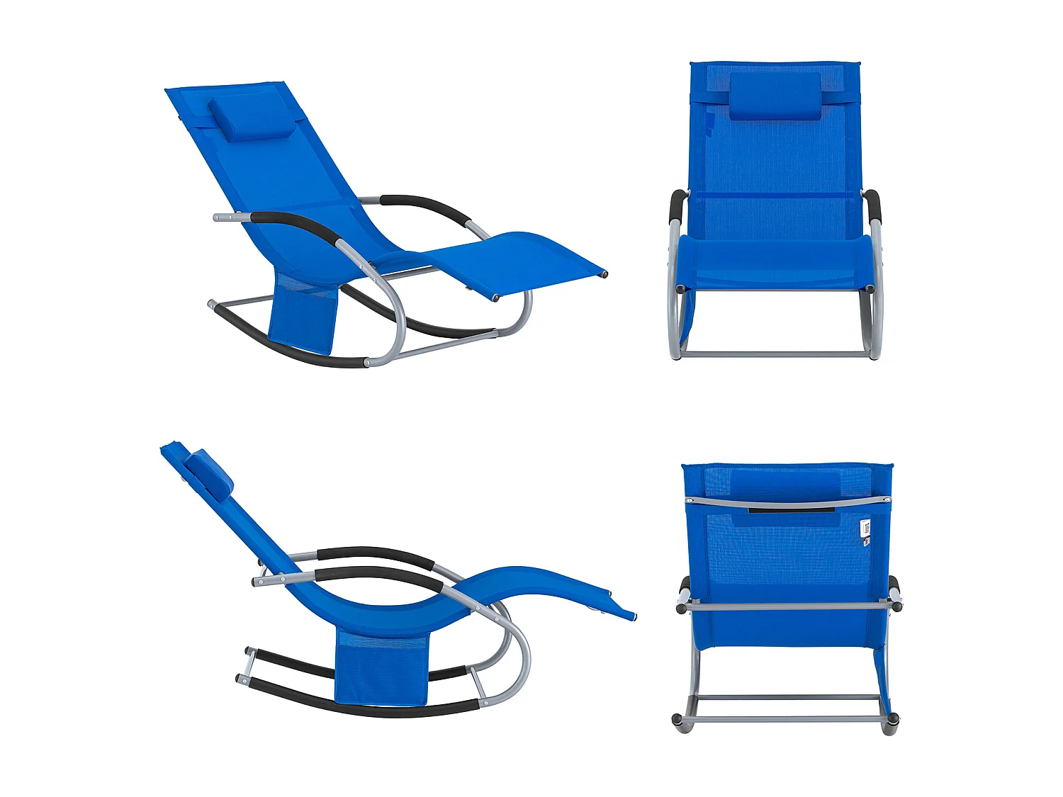 SoBuy OGS28-KB Chaise Longue Transat de Jardin Bascule avec Appui-tête Réglable et Pochette latérale | Prévente