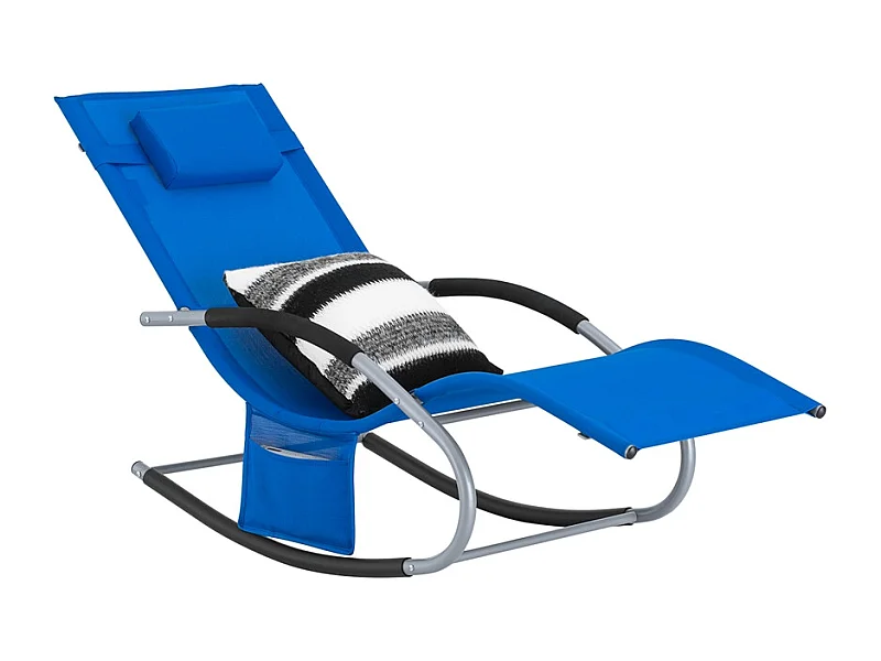 SoBuy OGS28-KB Chaise Longue Transat de Jardin Bascule avec Appui-tête Réglable et Pochette latérale | Prévente