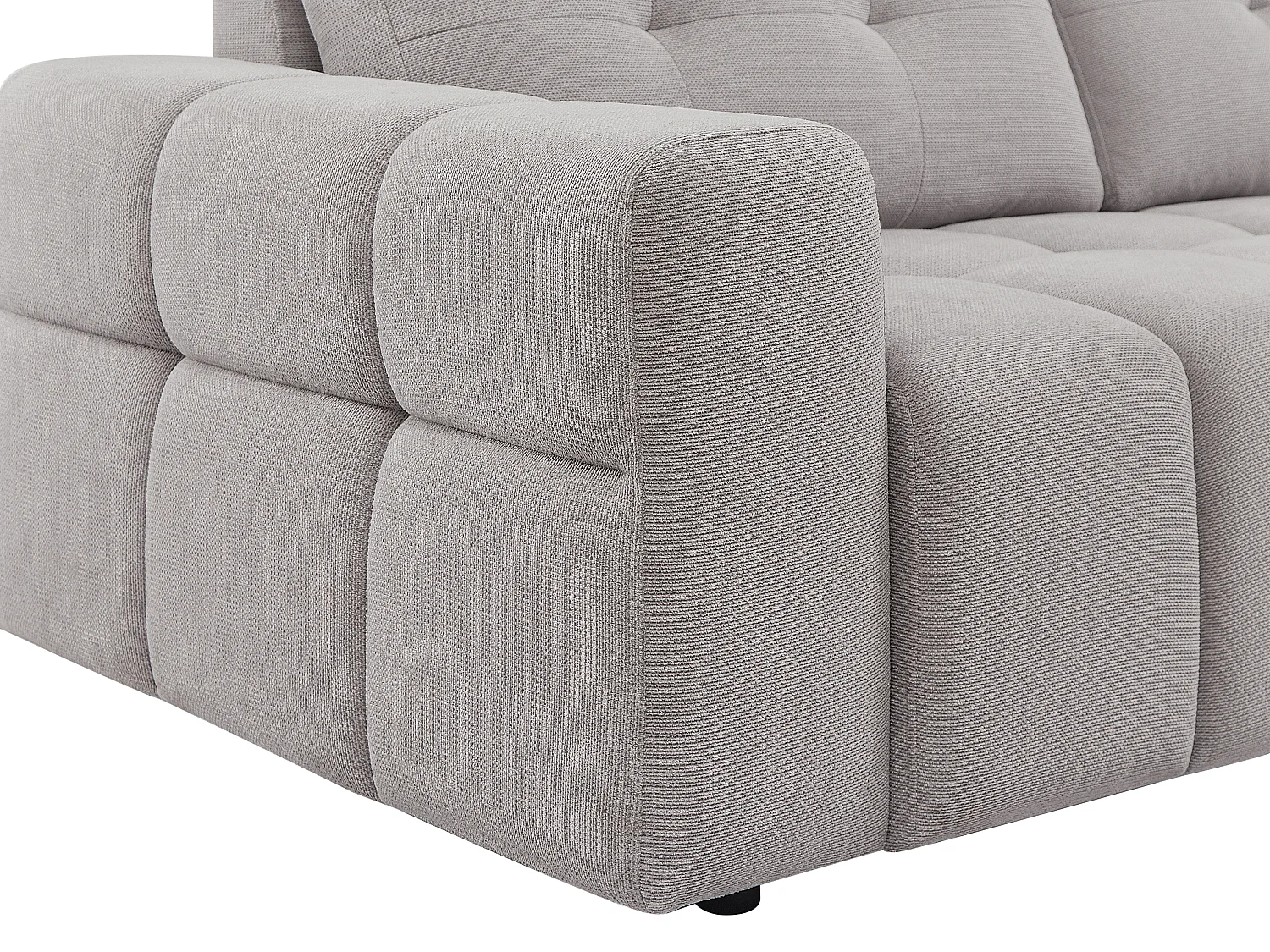 Zitbank 3 plaatsen in lichtgrijze textuurstof SOPELANA