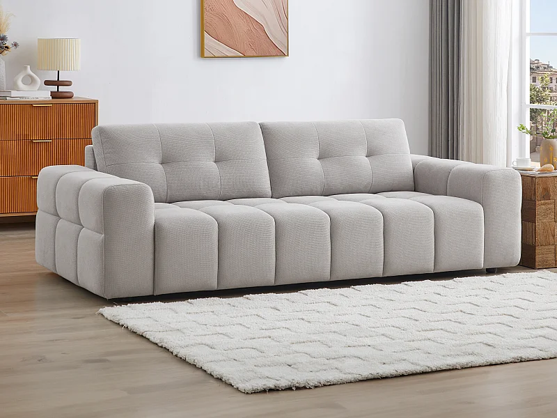 Sofa 3-Sitzer - Strukturstoff - Hellgrau - SOPELANA