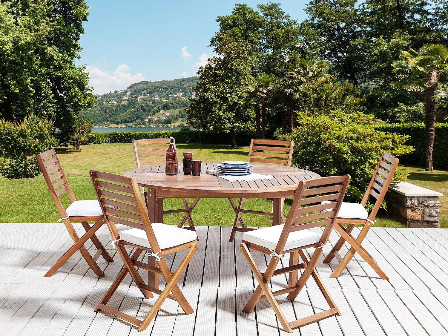 Lot de 6 coussins pour chaises de jardin TOLVE 39 x 31 cm Blanc cassé