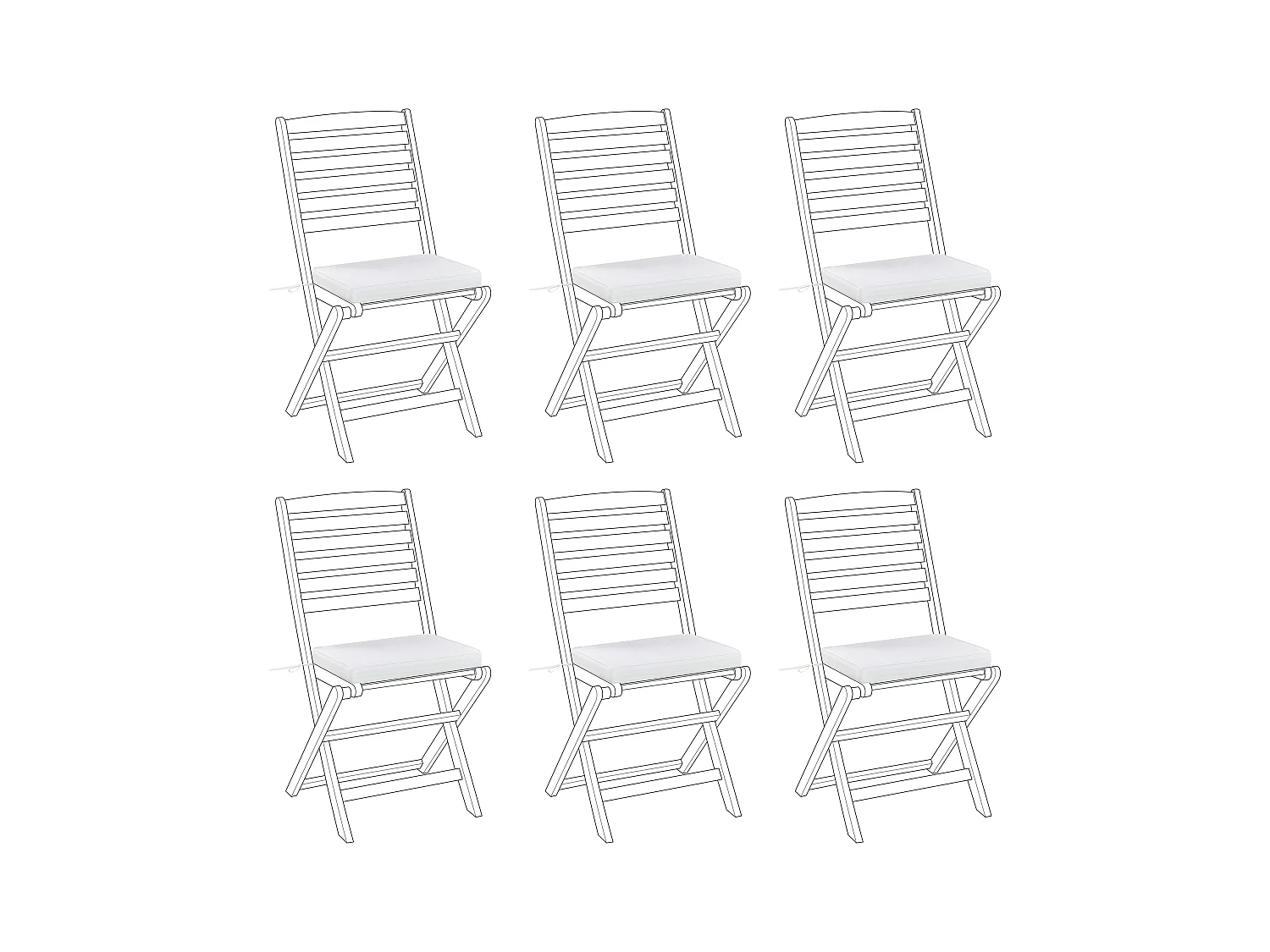 Conjunto de 6 cojines para sillas de jardín TOLVE 39 x 31 cm Blanco crema